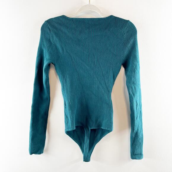 Abercrombie Long Sleeve Sweetheart Neckline Sweater Bodysuit Green Medium - Picture 5 of 7
